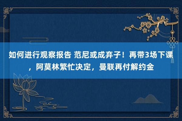 如何进行观察报告 范尼或成弃子！再带3场下课，阿莫林繁忙决定，曼联再付解约金