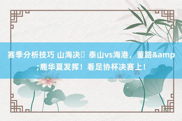 赛季分析技巧 山海决⚔泰山vs海港，董路&鹿华夏发挥！看足协杯决赛上！