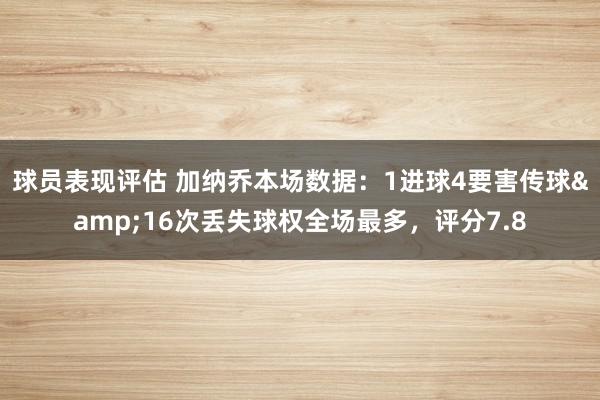 球员表现评估 加纳乔本场数据：1进球4要害传球&16次丢失球权全场最多，评分7.8