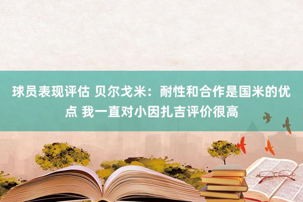 球员表现评估 贝尔戈米：耐性和合作是国米的优点 我一直对小因扎吉评价很高