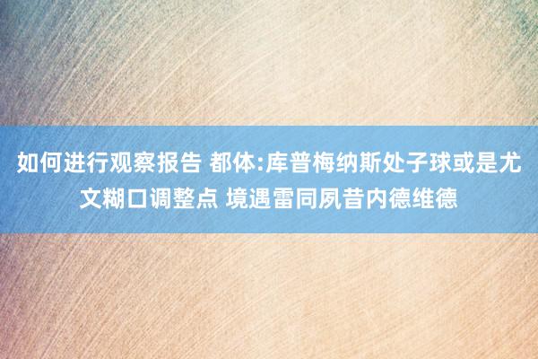 如何进行观察报告 都体:库普梅纳斯处子球或是尤文糊口调整点 境遇雷同夙昔内德维德