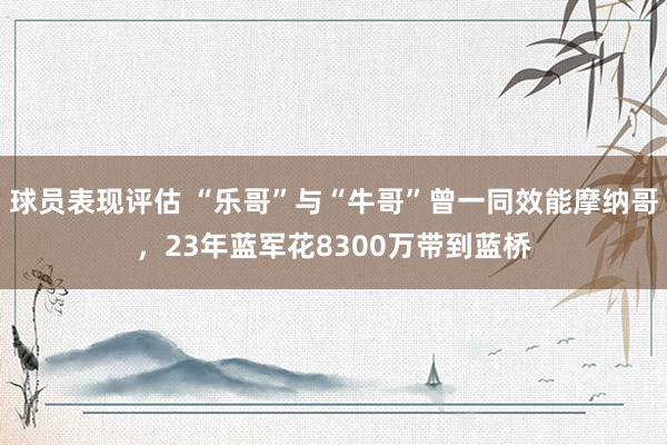 球员表现评估 “乐哥”与“牛哥”曾一同效能摩纳哥，23年蓝军花8300万带到蓝桥