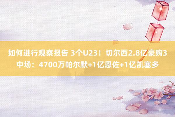 如何进行观察报告 3个U23！切尔西2.8亿豪购3中场：4700万帕尔默+1亿恩佐+1亿凯塞多