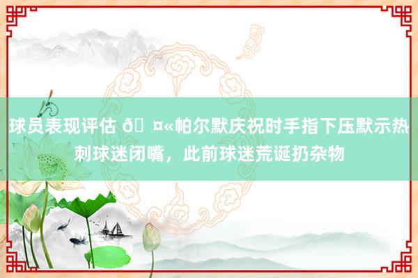 球员表现评估 🤫帕尔默庆祝时手指下压默示热刺球迷闭嘴，此前球迷荒诞扔杂物